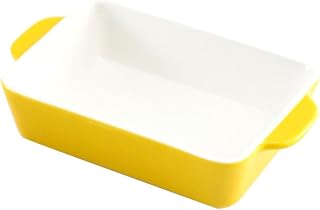 CIYODO Bandeja de Rectangular para Hornear Ecológica y Grosor Medio para Horno y Microondas Color Amarillo Elegante Fácil de Limpiar