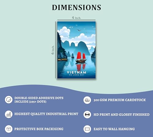 Image of ZENDEN STORE Pack of 54 Travel Wall Collage Kit Posters - 4x6 Inch, 300 GSM Matte Cardstock with 300+ Glue Dots - Adventure & Wanderlust Wall Decor for Bedroom, Dorm, Living Room