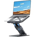 LOXP Telescopic Laptop Stand for Desk, Adjustable Height Laptop Stand, Foldable Protable Riser Holder for Good Posture, Desktop Organizer Compatible with MacBook Pro Air, All Laptops 10-17.3" Gray