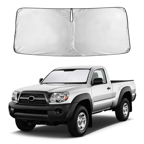 Image of Autovir Windshield Sun Shade Fit for 2005-2013 2014 2015 Toyota Tacoma Sunshade, Front Car Window Shades Sun Visor, Blocks UV Rays & Heat, Car Accessories