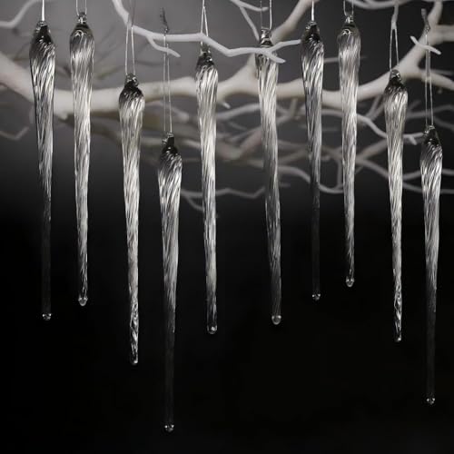 10 x Christmas Tree Decorations Icicle Ice Drop Pendant Made of Acrylic for Hanging Christmas Decoration
