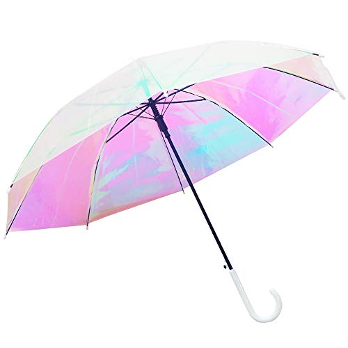 [スーツケースカンパニー]オーロラ傘 レインボー ビニール傘 虹色 雨傘 おしゃれ レディース ジャンプ傘 8本骨 ホログラム 透明