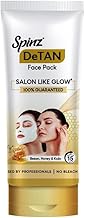 Spinz DeTan Face Pack with Besan, Honey & Kojic Acid | Tan Removal cream for Brightening & Glow | Salon-like Glow in 15 mins | 100gm