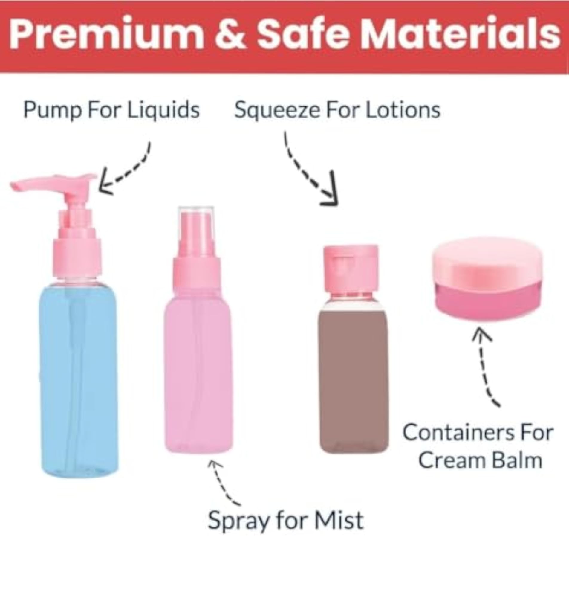 Manitoba Travel Bottle Kit with Pouch, Refillable Toiletry Set