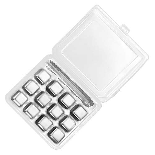 12 piezas de cubitos de hielo reutilizables con accesorios para vino de lengua Metal ICE 304 textura de acero adecuado para beber