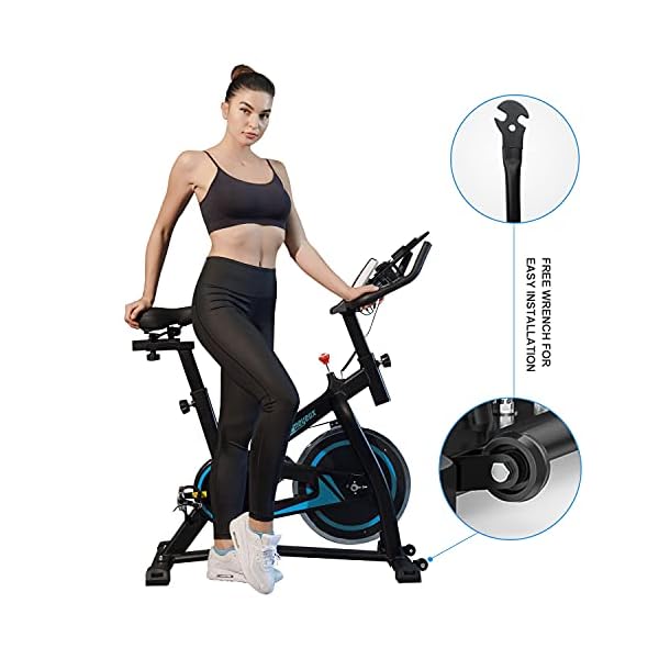 DePommeyeux-Exercise-Bike-Stationary-Indoor-Cycling-Bike-with-35-Lbs-Flywheel-Exercise-Equipment-for-Home-Workouts-Cardio-Training-with-Comfortable-Seat-Silent-Belt-Drive-iPad-Holder De.Pommeyeux Exercise Bike, Stationary Indoor Cycling Bike with 35 Lbs Flywheel, Exercise Equipment for Home Workouts Cardio Training with Comfortable Seat, Silent Belt Drive, iPad Holder