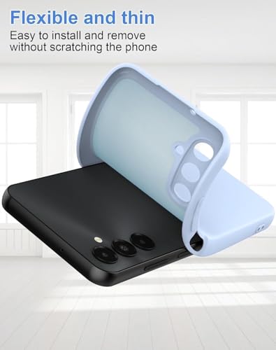 Image of DIZORO Microfiber Candy Case for Samsung A35 5G Smooth Touch Cushion Liquid Soft Silicone Gel Rubber Phone Cases Non-Slip Full Body Protective Shockproof Back Cover -Sierra Blue