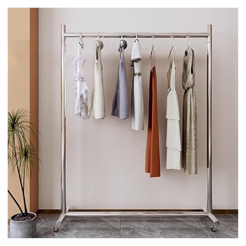 Portant à vêtements roulant mobile en acier inoxydable pour buanderie et dressing 80cm