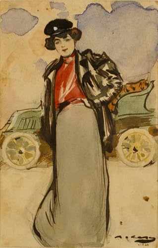 Affiche Une automobiliste Ramon Casas impression toile 60x90cm portrait art