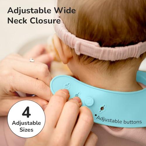Image of R for Rabbit Safari Silicone Bib for Baby Food Feeding BPA Free, Adjustable Straps Waterproof Built-in Food Pocket Mess Free Ideal for Babies 6 to 36 Months