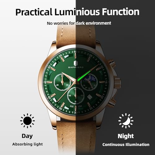 Image of BENYAR Men's Watches Waterproof Sport Military Watch for Men Multifunction Chronograph Black Fashion Quartz Wristwatches Calendar with Leather Strap
