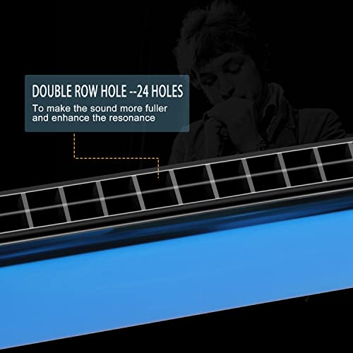 Dégagement Harmonica C 24 Trous Diatonic Dual Tremolo Harmonica avec Etui pour Débutant par Afuaim (Bleu) - Les Beatles, Paul McCartney, John Lennon, RIngo Starr, George Harrison Dégagement Harmonica C 24 Trous Diatonic Dual Tremolo Harmonica avec Etui pour Débutant par Afuaim (Bleu) – Image 8