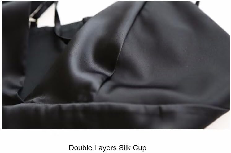 SilRiver Silk Bralette Top V- Neck Satin Bra with Triangle Cups Wire-Free & Feather-Light for Women Sensitive Skin - Image 5