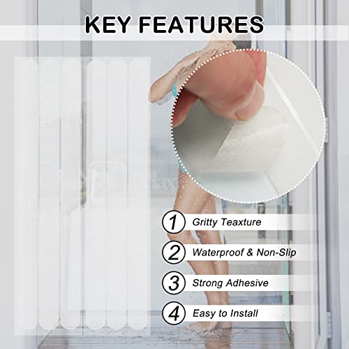 S&X Bathtub Non Slip Stickers,Gritty Textured Slip-Resistant Treads - 3/4 X 11 Inches - 12 Of Pack (Clear) #TOP2