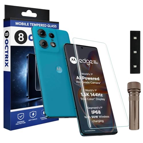 Image of Premium UV Tempered Glass Screen Protector for Moto Edge 50 Pro | Transparent | Full Screen Coverage with UV Installation Kit (Pack Of 1)