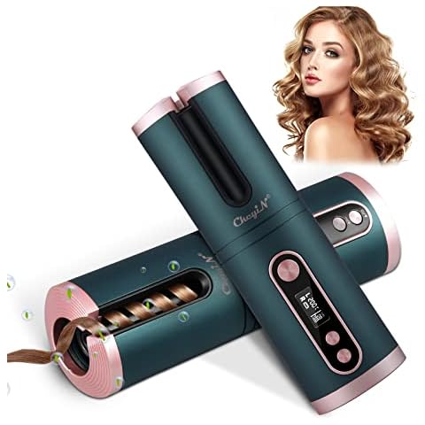 CkeyiN Automatic Hair Curler Cordless Curling Iron ,USB Rechargeable Ceramic Professional Hair Curler with 6 Temperature & Timer Auto Shut Off Hair Curling Wand for Women Hair Styling Travel Cover