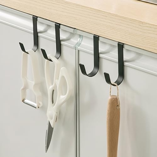 daqoupzi 5 Stück türhaken+ 10 Stück Filzgleiter,türhaken zum schwarz einhängen,kleiderhaken/handtuchhalter tür,innenseite,türgarderobe zum einhängen