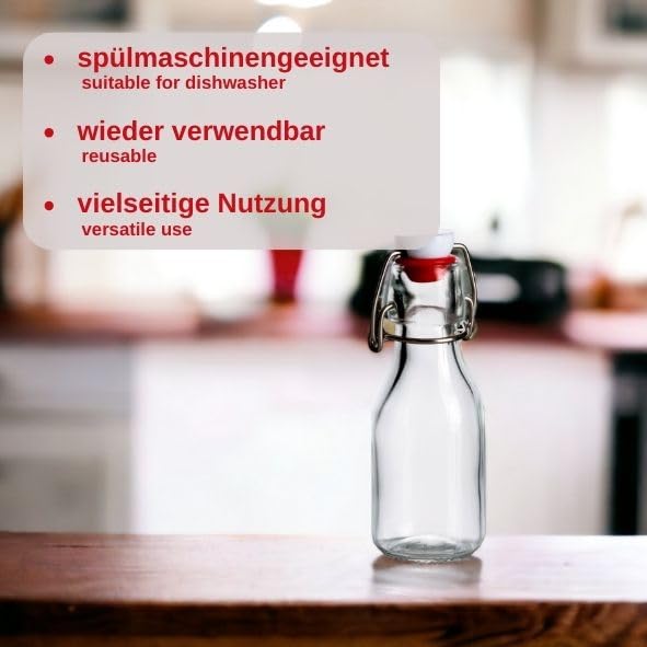 gouveo Set van 20 ronde glazen flessen met beugeldop