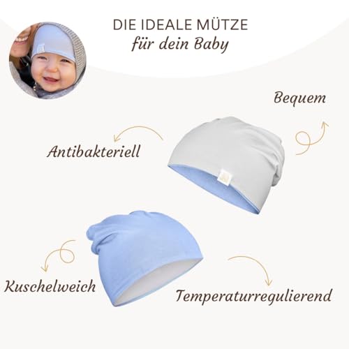 MayLily Bambus Baby Beanie Taupe-Beige – Bild 3