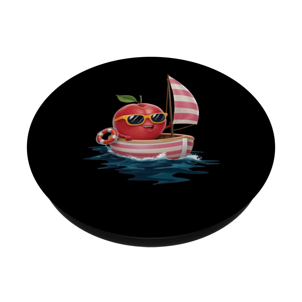 Fruit Boating Nectarine PopSockets Swappable PopGrip, Black - Image 2