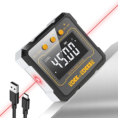 3-in-1 Digital Angle Finder-Electronic Level&Laser Level-Rechargable Digital Angle Gauge Magnetic,Digital Level Box/Protractor/Inclinometer for Table&Miter Saw/Woodworking with Fabric Bag