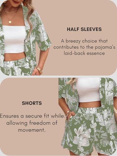 Image of GRECIILOOKS Co-ord Set for Women Stylish | Women Co-Ord Pajama Set | Stylish Night Dress & Beach Outfit | 2 Piece Printed Shirt & Shorts Loungewear | Comfortable Pajama Sets for Womens