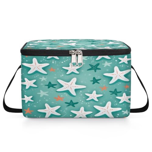 GzLeyigou Starfish Lunch Bags for Women Men 9 Cans, Hot & Cold Food Delivery Bag Insulated Grocery Bag Insulated Lunch Box Cartoon Starfishes Cooler Bag for Office Work Picnic Beach