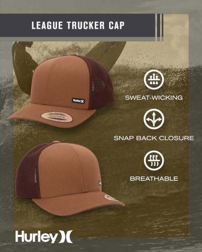Image of Hurley Men's Caps - H2O-Dri League Baseball Caps for Men with Snapback Closure - Classic Mens Trucker Hats (S-XL)