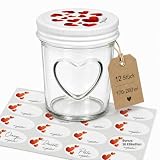 megusta!® 12 Marmeladengläser 200ml mit Herz...
