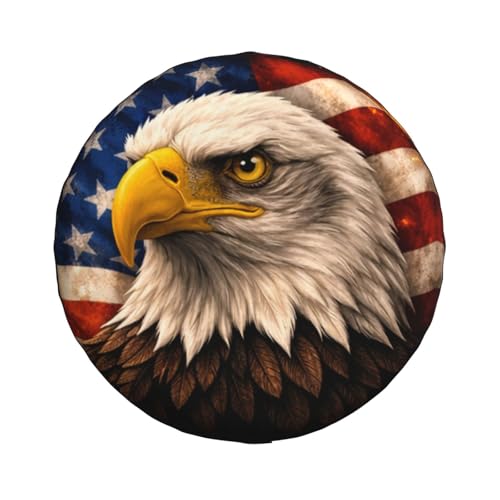 Image of American Flag Eagle Spare Tire Cover - Funny Wheel Protectors Waterproof Universal Wheel Cover for SUV Rv Travel Trailer Camper Truck 16 Inch