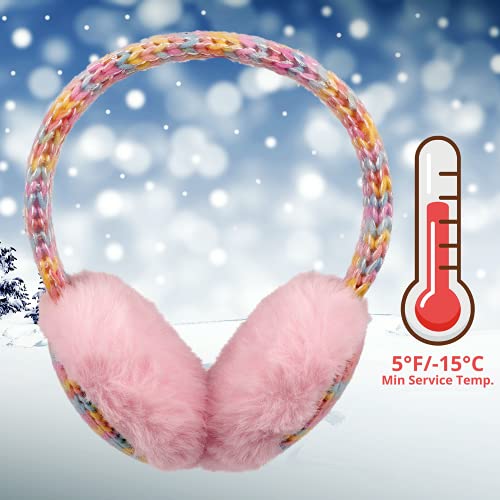 Flammi Kids Knit Earmuffs Winter Outdoor Furry Ear Warmers For Boys Girls (Pink) #TOP3