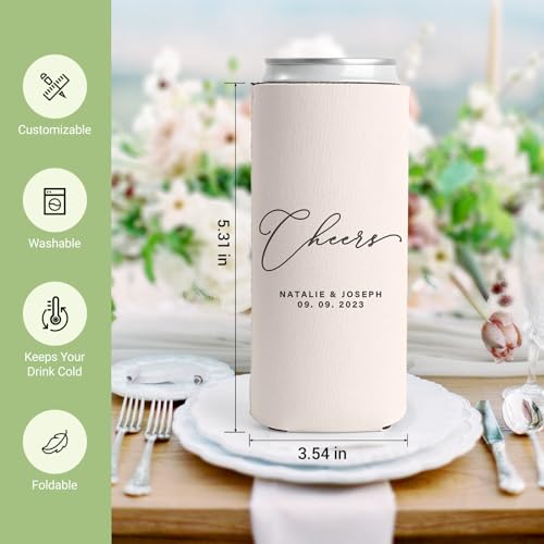 Image of Custom Wedding Can Coolers, Customized Wedding Favors for Guests Bulk(Slim)