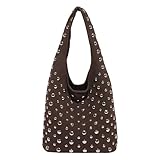 sac cloute noir Généreusement dimensionné pour le rangement : avec sa taille de 230 x 220 x 160 mm, le sac à main seau à rivets Y2K peut facilement accueillir des portefeuilles, des smartphones, des lunettes de soleil, des clés et des objets plus petits, offrant une excellente organisation et commodité où que vous alliez.