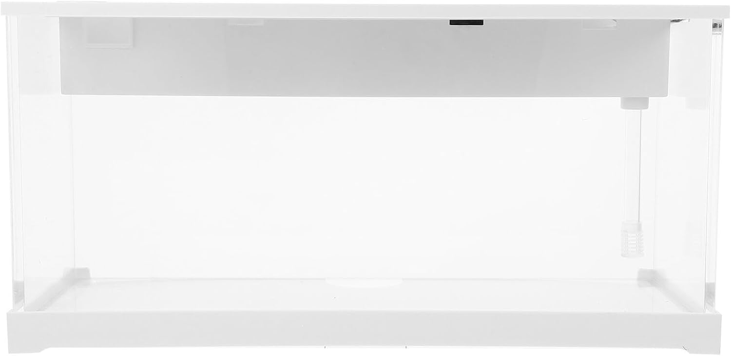 DOITOOL Small Acrylic Betta Fish Tank with LED Light and Silent Filter, Desktop Mini Aquarium for Home and Office Decor, White Waterless Circulation Aquarium Bowl