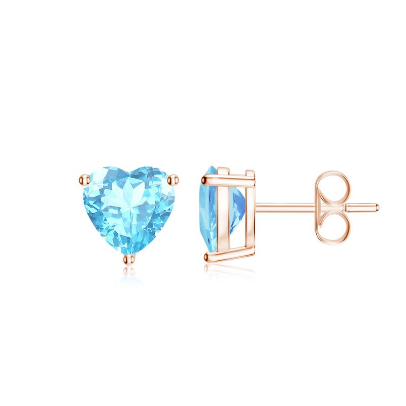 Image of Goldhartz Sterling Silver Genuine, Created or Simulated Birthstone Gemstone 7mm Heart Stud Earrings