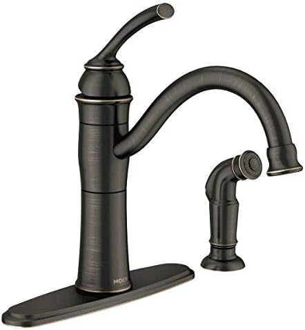 Moen 87230BRB High-Arc Kitchen Faucet with Side Spray from The Braemore Collection, Mediterranean Bronze