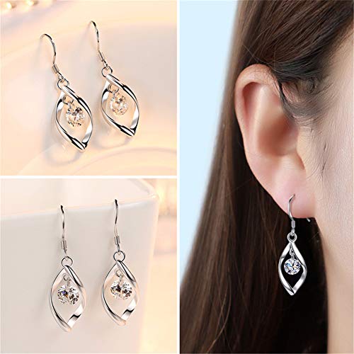 925 Silver Dangle Earrings for Women Hypoallergenic Cute Fashion Teardrop Drop Earrings Sparkly Nickel Free Crystal Hanging Dangly Dangling Earrings Jewelry for Women3