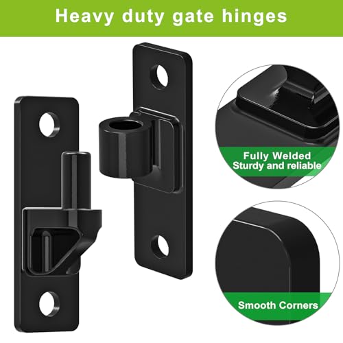 Image of Heavy Duty 4.9 inch Gate Hinges, Steel Hinges with Electroplated Coating, 2‑Pack Wall‑Mount Female & Male Hinges for Fences & Farm Gates, 600 lbs Capacity