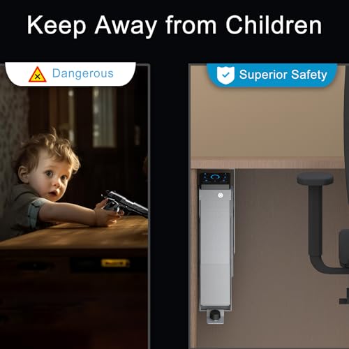 Image of VERPROOF Biometric Gun Safe for Handgun Drop Down Pistol Safe, Smart Pistol Safe with Fingerprint, PIN Code, Key Access for Nightstand, Desk, Bedside, Low-Vis Mode, Type-C Power (White)