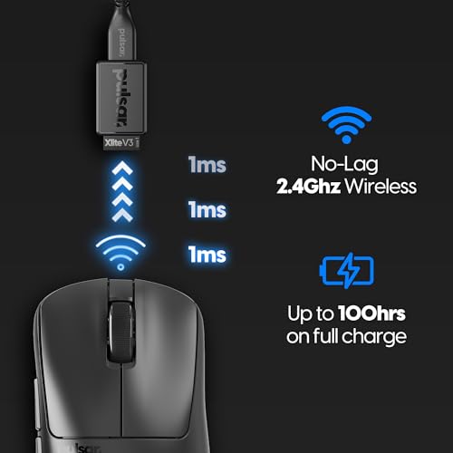 Image of Pulsar Gaming Gears - Xlite v3 mini Wireless Gaming Mouse, Ultra Lightweight 1.83 oz (52 g), Ergonomic, Optical Switches, PAW3395 Optical Sensor (Mini, Wireless, Black)