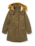 Modischer Mädchen Parka mit fellbesetzter Kapuze, Strickbündchen am Ärmelsaum und Reißverschluss mit Druckknopfleiste