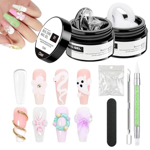 3D Gel para Uñas,Suministros Antiadherentes para Manicura | Gel para Alargar Uñas,Para Profesionales, Amantes de la Belleza, Estudiantes y Uso en Casa, Salón o Spa