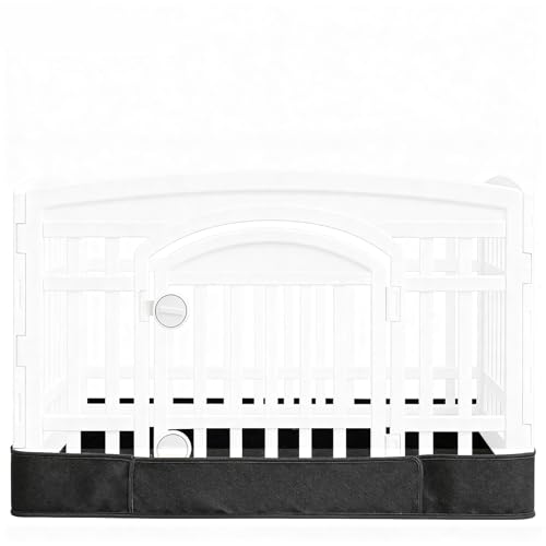 Image of Dog Playpen Bottom Pad Mat for 36 inch 4-Panel Playpens - Scratch & Chew-Resistant Puppy Pen Floor Mat with Hook & Loop Fasteners, Waterproof & Leakproof, Non-Slip (Playpen Not Included) (PureBlack)