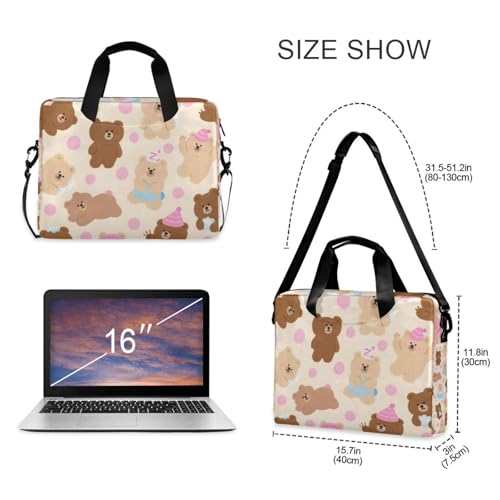 Funda para portátil con asa y correa 15.6 pulg oso marrón miniatura 5