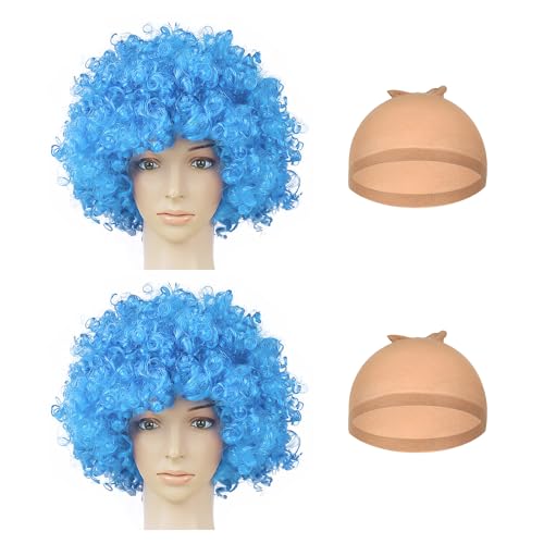 Forma unica: la parrucca africana blu è riccia e soffice, la parte superiore della testa è voluminosa e piena e i lati sono leggermente gonfiati verso l'esterno, il che conferisce alle persone un look alla moda.