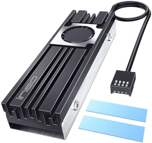 ineo Aluminum M.2 2280 SSD Heatsinks with 20mm Fan for M.2 NVME SSD [C2600 Fan]