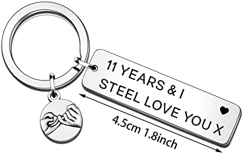 11 Year Wedding Anniversary Keyring Gifts for Her Him Husband Wife Funny 11th Anniversary Gifs for Men Women from Wifey Hubby Boyfriend Girlfriend Couple Christmas Birthday Gifts
