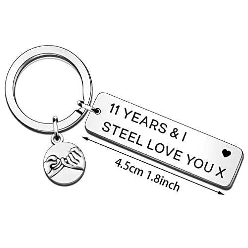 11 Year Wedding Anniversary Keyring Gifts for Her Him Husband Wife Funny 11th Anniversary Gifs for Men Women from Wifey Hubby Boyfriend Girlfriend Couple Christmas Birthday Gifts