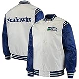 Starter Men's White/Royal Seattle Seahawks Historic Logo Renegade Satin Varsity Full-Snap Jacket