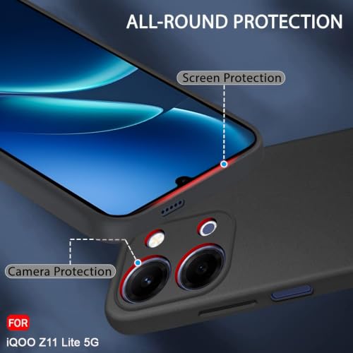 Image of TheGiftKart Sleek Back Cover Case for iQOO Z11 Lite 5G | Slim Fit Protective Design | Ultra Matte Finish | Camera Protection Bump | Soft Silicon Back Cover Case for iQOO Z11 Lite 5G (Silicone, Black)